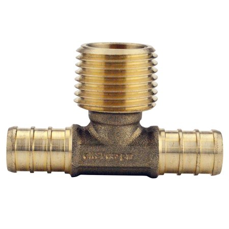 APOLLO PEX 1/2 in. Brass PEX Barb x 1/2 in. Male Pipe Thread Adapter Tee APXMT12
